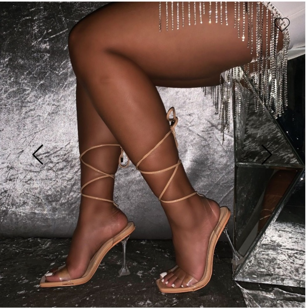 Simmi London lace up heels nude